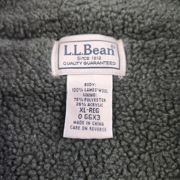 LL Bean Sweater Vest Mens XL Green 100% Lambs Wool Sherpa Fleece Lined Full Zip - Picture 5 of 12